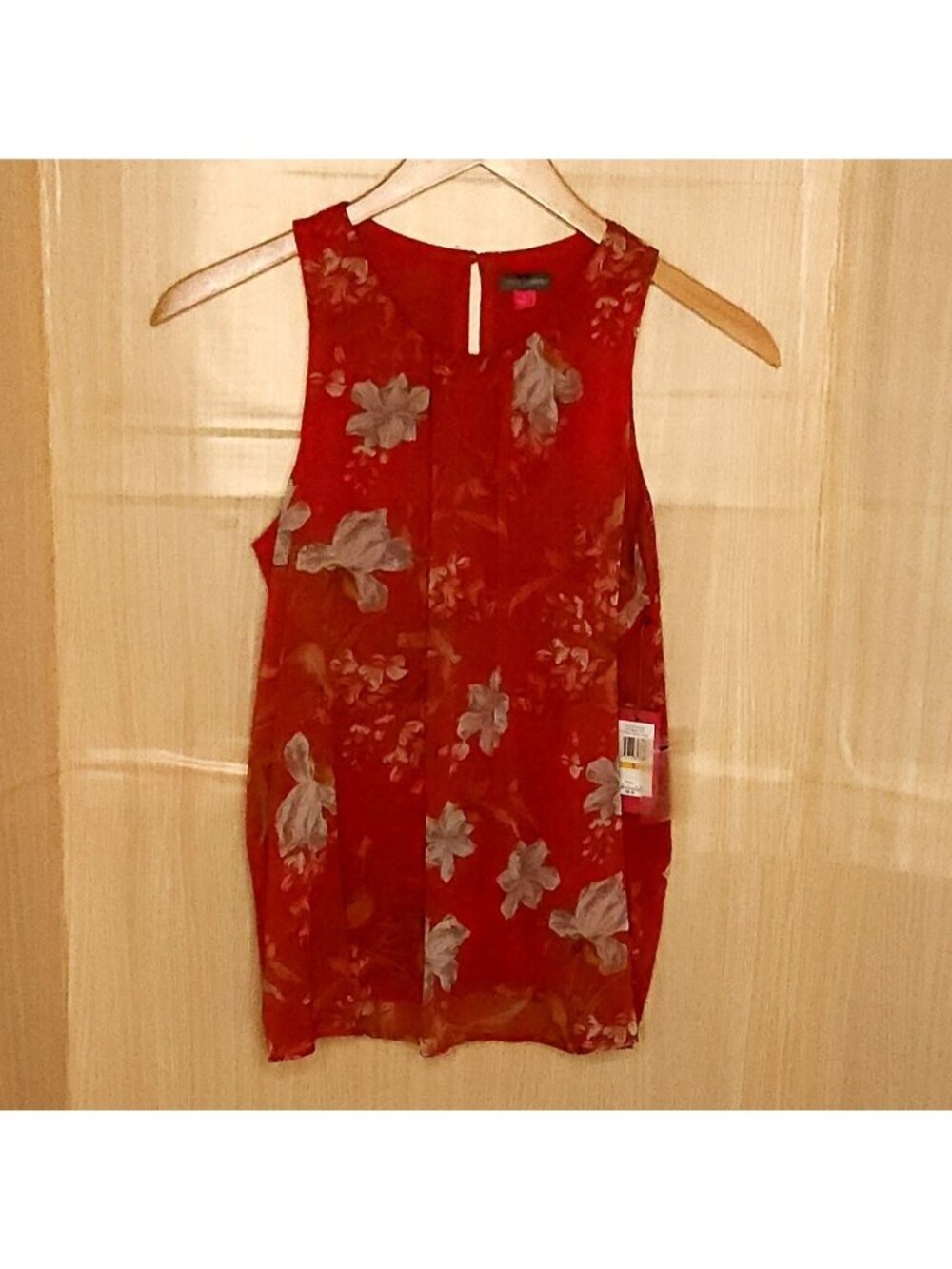 Vince Camuto New Womens Red Flowy Floral Sleeveless Top Small